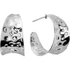 Amazon Essentials Fine Silver Plated 25mm X 13.7mm Medium Hammered Post Hoop Earrings, Silver Finish
