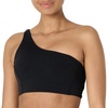 Amazon Essentials Women’s Active FormFlex Buttery Soft Light Support One Shoulder Strappy Back Sports Bra(Black)