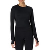Amazon Essentials Women’s Active FormFlex Buttery Soft Slim Fit Crop Layering Workout Top, Moisture-Wicking(Black)