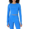 Amazon Essentials Women’s Active FormFlex Buttery Soft Slim Fit Crop Layering Workout Top, Moisture-Wicking(Blue)