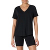 Amazon Essentials Women’s Active Soft Cotton Modal V-Neck Short Sleeve Lightweight Yoga Workout T-Shirt with Curved Hem(Black)