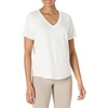 Amazon Essentials Women’s Active Soft Cotton Modal V-Neck Short Sleeve Lightweight Yoga Workout T-Shirt with Curved Hem(White)