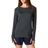 Amazon Essentials Womens Brushed Tech Stretch Long-Sleeve Crewneck Shirt (Available in Plus Size)(Black/Space Dye)