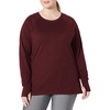 Amazon Essentials Womens Brushed Tech Stretch Long-Sleeve Crewneck Shirt (Available in Plus Size)(Burgundy Space Dye)