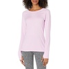 Amazon Essentials Womens Brushed Tech Stretch Long-Sleeve Crewneck Shirt (Available in Plus Size)(Pale Pink)