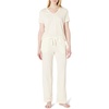 Amazon Essentials Women’s Soft Cotton Modal Short Sleeve T-Shirt and Pant Pajama Set(Ivory)