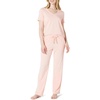 Amazon Essentials Women’s Soft Cotton Modal Short Sleeve T-Shirt and Pant Pajama Set(Light Pink)