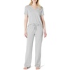 Amazon Essentials Women’s Soft Cotton Modal Short Sleeve T-Shirt and Pant Pajama Set(Medium Grey Heather)