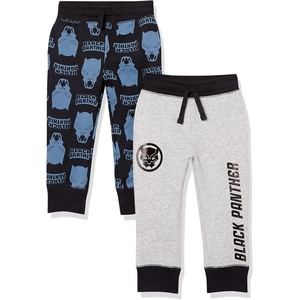 Amazon Essentials Disney | Marvel | Star Wars Boys and Toddlers’ Fleece Jogger Sweatpants, Pack of 2(Marvel Black Panther)