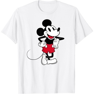 Amazon Essentials Disney Men’s Standing and Smiling Retro Mickey T-Shirt, White, Small(White)