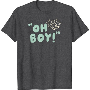 Amazon Essentials Men’s Mickey Oh Boy T-Shirt, Black, Small(Dark Heather Grey)