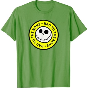Amazon Essentials Men’s Nightmare Before Christmas Jack Circle Rad To The Bone T-Shirt, Black Graphic Print, Small(Grass Green)