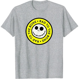 Amazon Essentials Men’s Nightmare Before Christmas Jack Circle Rad To The Bone T-Shirt, Black Graphic Print, Small(Heather Grey)