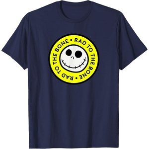 Amazon Essentials Men’s Nightmare Before Christmas Jack Circle Rad To The Bone T-Shirt, Black Graphic Print, Small(Navy Blue)