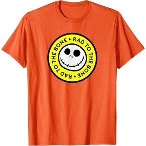 Amazon Essentials Men’s Nightmare Before Christmas Jack Circle Rad To The Bone T-Shirt, Black Graphic Print, Small(Orange)