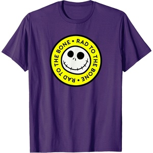 Amazon Essentials Men’s Nightmare Before Christmas Jack Circle Rad To The Bone T-Shirt, Black Graphic Print, Small(Purple)