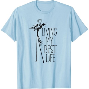 Amazon Essentials Men’s Nightmare Before Christmas Jack Living My Best Life Graphic T-Shirt, White, Small(Baby Blue)