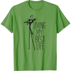 Amazon Essentials Men’s Nightmare Before Christmas Jack Living My Best Life Graphic T-Shirt, White, Small(Grass Green)