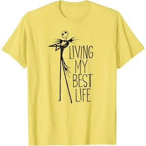 Amazon Essentials Men’s Nightmare Before Christmas Jack Living My Best Life Graphic T-Shirt, White, Small(Lemon Yellow)