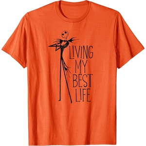 Amazon Essentials Men’s Nightmare Before Christmas Jack Living My Best Life Graphic T-Shirt, White, Small(Orange)