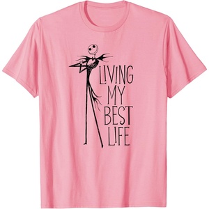 Amazon Essentials Men’s Nightmare Before Christmas Jack Living My Best Life Graphic T-Shirt, White, Small(Pink)