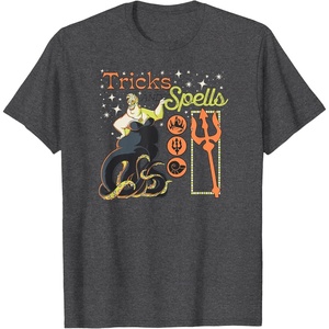 Amazon Essentials Men’s Villains Ursula Halloween Tricks and Spells T-Shirt, Grey, Small(Dark Heather Grey)