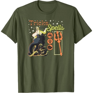 Amazon Essentials Men’s Villains Ursula Halloween Tricks and Spells T-Shirt, Grey, Small(Olive Green)