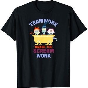 Amazon Essentials Nightmare Before Christmas Teamwork Makes the Scream Work T-Shirt(Black)