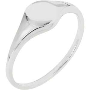 Amazon Essentials Rhodium Plated Sterling Silver Round Signet Ring Size 7, Silver