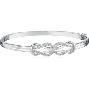 Amazon Essentials Sterling Silver Diamond Double Knot Bangle Bracelet, 7″ (0.25 cttw, J Color, I3 Clarity)