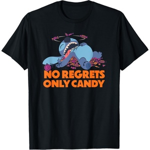 Amazon Essentials Stitch Halloween No Regrets Only Candy T-Shirt(Black)