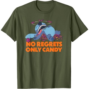Amazon Essentials Stitch Halloween No Regrets Only Candy T-Shirt(Olive Green)