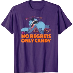 Amazon Essentials Stitch Halloween No Regrets Only Candy T-Shirt(Purple)