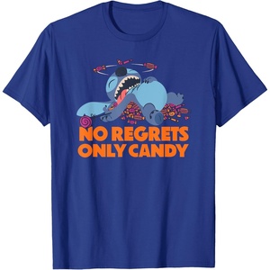 Amazon Essentials Stitch Halloween No Regrets Only Candy T-Shirt(Royal Blue)