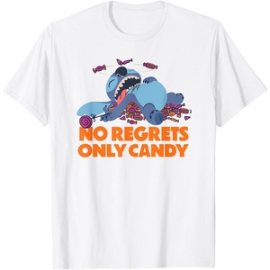 Amazon Essentials Stitch Halloween No Regrets Only Candy T-Shirt(White)