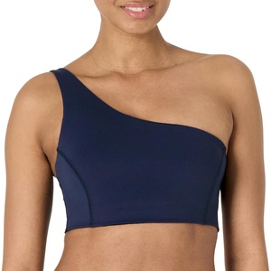 Amazon Essentials Women’s Active FormFlex Buttery Soft Light Support One Shoulder Strappy Back Sports Bra(Navy)