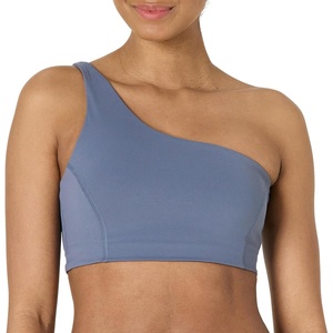 Amazon Essentials Women’s Active FormFlex Buttery Soft Light Support One Shoulder Strappy Back Sports Bra(Slate Grey)