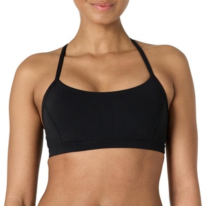 Amazon Essentials Women’s Active FormFlex Buttery Soft Light Support Y-Back Thin Strap Moisture Wicking Yoga Sports Bra(Black)