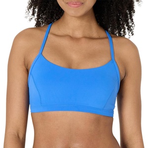 Amazon Essentials Women’s Active FormFlex Buttery Soft Light Support Y-Back Thin Strap Moisture Wicking Yoga Sports Bra(Blue)