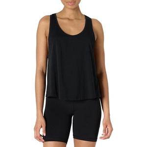 Amazon Essentials Women’s Active Soft Cotton Modal Yoga Workout Racerback Tank Top, Relaxed-Fit(Black)