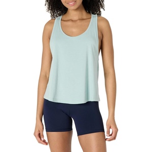 Amazon Essentials Women’s Active Soft Cotton Modal Yoga Workout Racerback Tank Top, Relaxed-Fit(Light Blue)