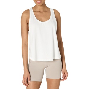 Amazon Essentials Women’s Active Soft Cotton Modal Yoga Workout Racerback Tank Top, Relaxed-Fit(White)