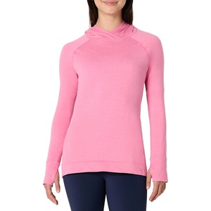 Amazon Essentials Women’s Athletic Soft Performance Lightweight Long Sleeve Pullover Hoodie Workout Top(Space Dye Pink)