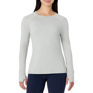 Amazon Essentials Women’s Athletic Soft Performance Lightweight Stretch Long Sleeve Layering Workout Top with Thumbholes(Space Dye Dove)