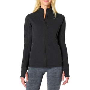 Amazon Essentials Women’s Athletic Soft Performance Lightweight Zip Up Workout Running Jacket(Space Dye Black)