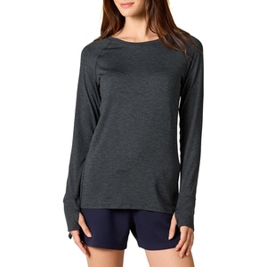 Amazon Essentials Womens Brushed Tech Stretch Long-Sleeve Crewneck Shirt (Available in Plus Size)(Black/Space Dye)