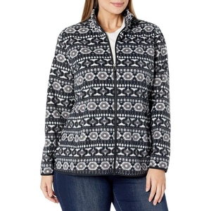 Amazon Essentials Women’s Classic-Fit Full-Zip Polar Soft Fleece Jacket, Outerwear Coat with Cuffs (Available in Plus Size)(Black/White S Geo)