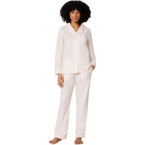 Amazon Essentials Women’s Cotton Stretch Poplin Pajama Set, Long Sleeve Button-Down Shirt with Pants(Pale Pink)