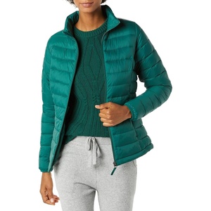 Amazon Essentials Women’s Lightweight Long-Sleeve Water-Resistant Packable Puffer Jacket (Available in Plus Size)(Dark Emerald Green)