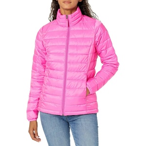 Amazon Essentials Women’s Lightweight Long-Sleeve Water-Resistant Packable Puffer Jacket (Available in Plus Size)(Neon Pink)